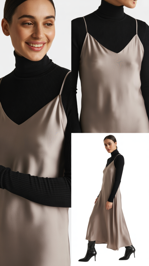 Turtleneck Under Slip Dress