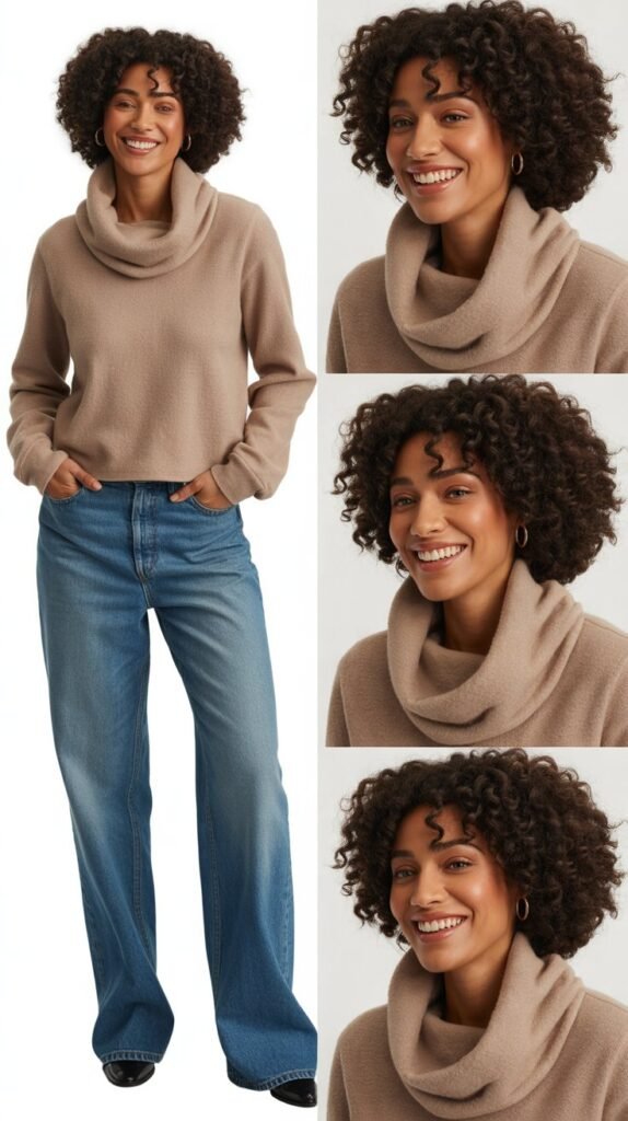 Cowl Neck Top And Jeans Pairing