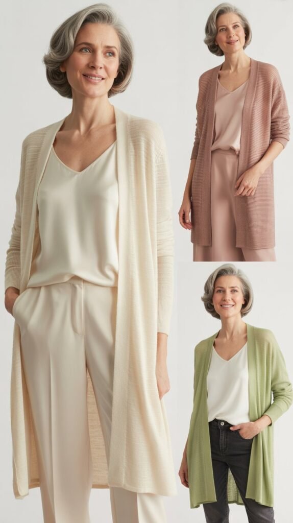 Soft Cardigan and Camisole Layering