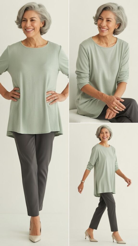 Comfortable Tunic with Slim Ankle Pants