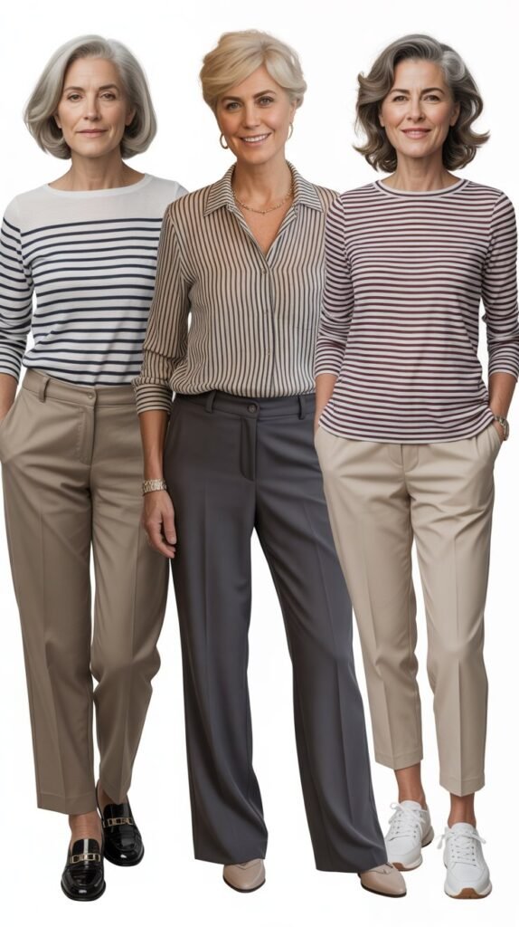 Striped Tops with Neutral Bottoms