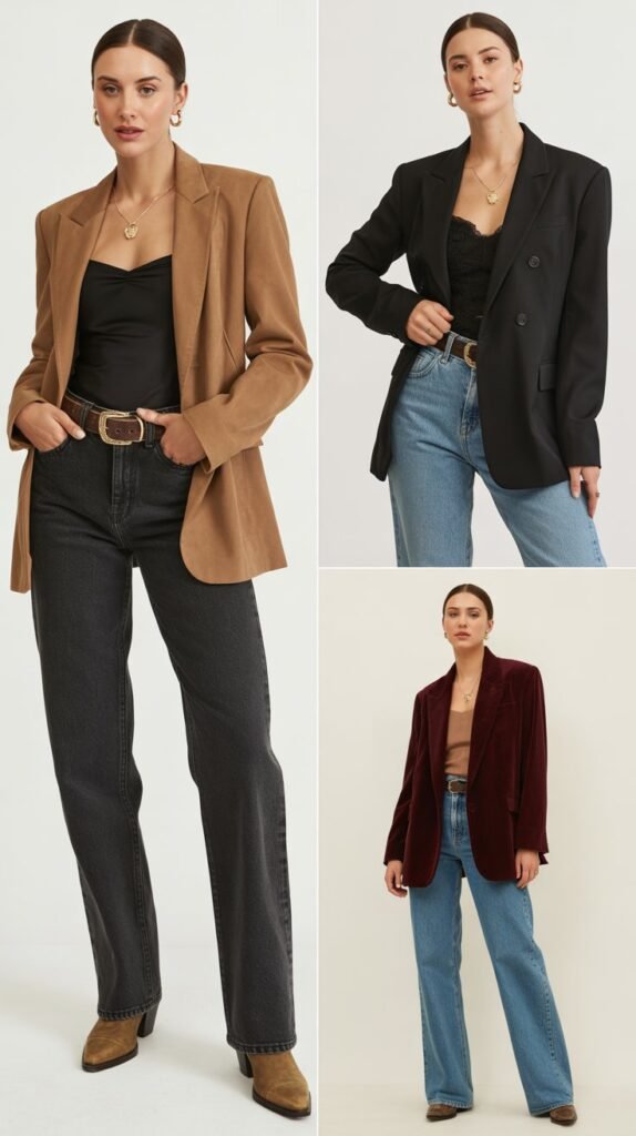 Western Blazer with Straight-Leg Jeans