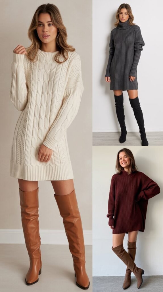 Sweater Dress With Tall Boots