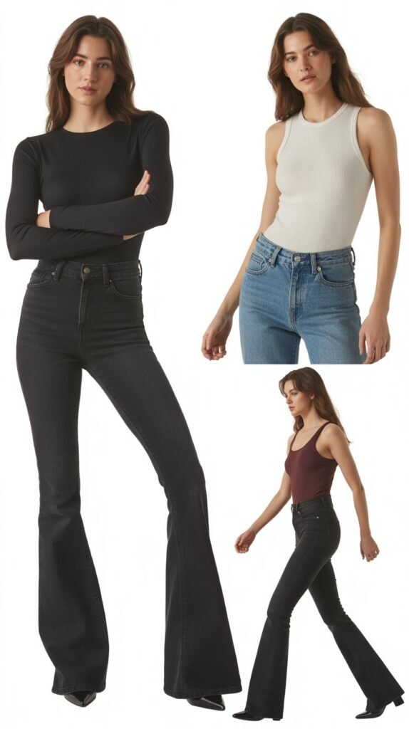Bodysuit with High-Waisted Bootcut Jeans