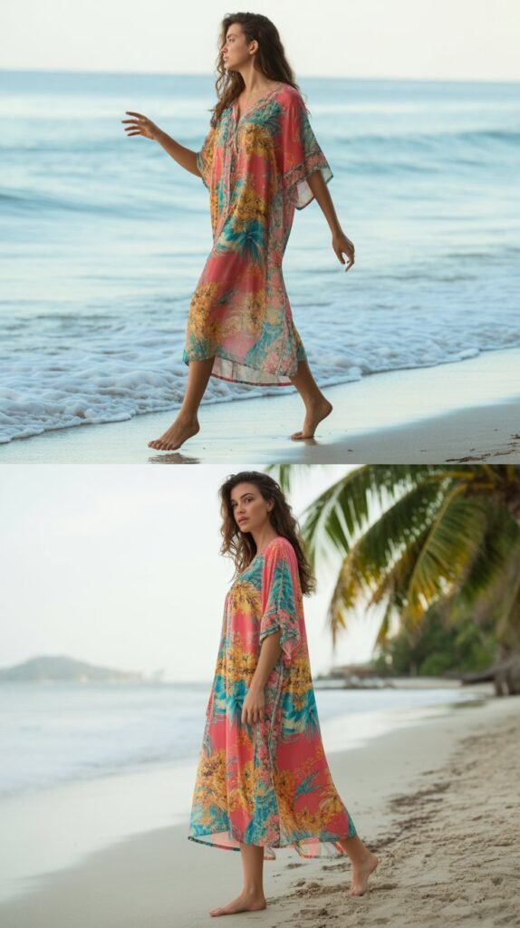 Floral Kaftan Style Beach Dress