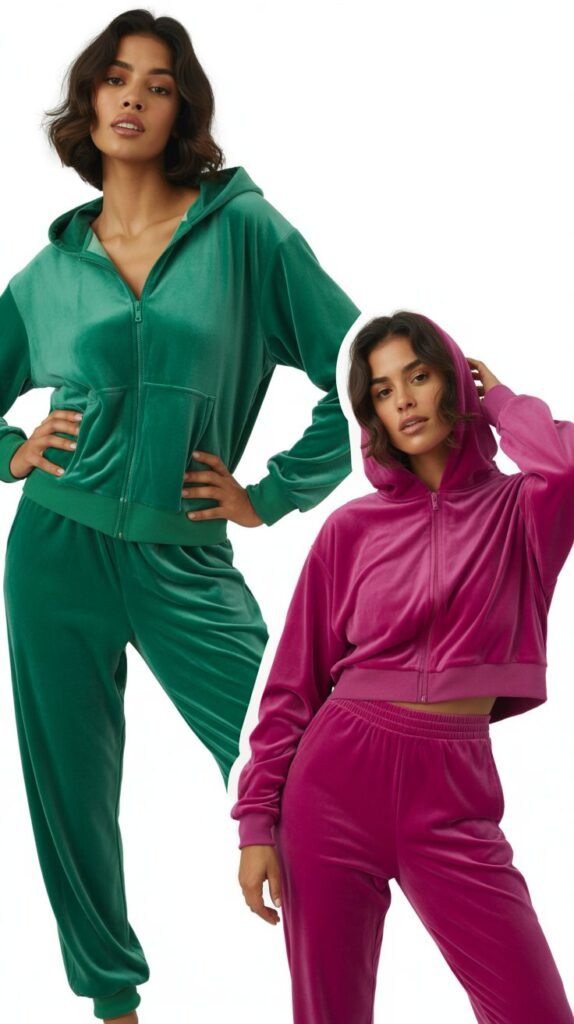 Velour Tracksuits in Bold Colors