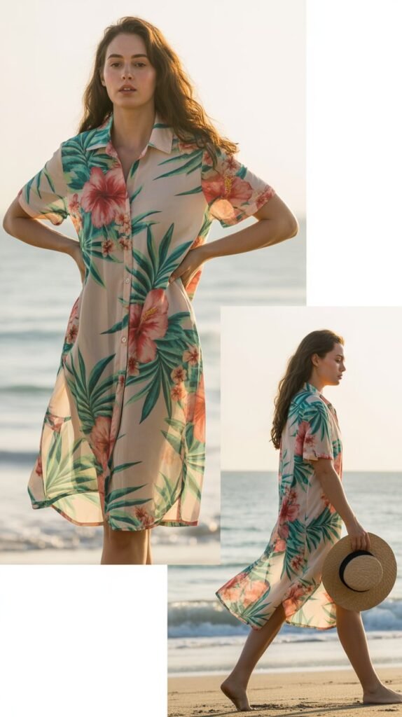 Floral Shirt Dress for Beach