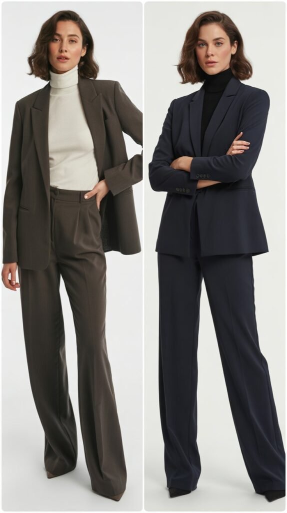  Blazer with Turtleneck and Trousers