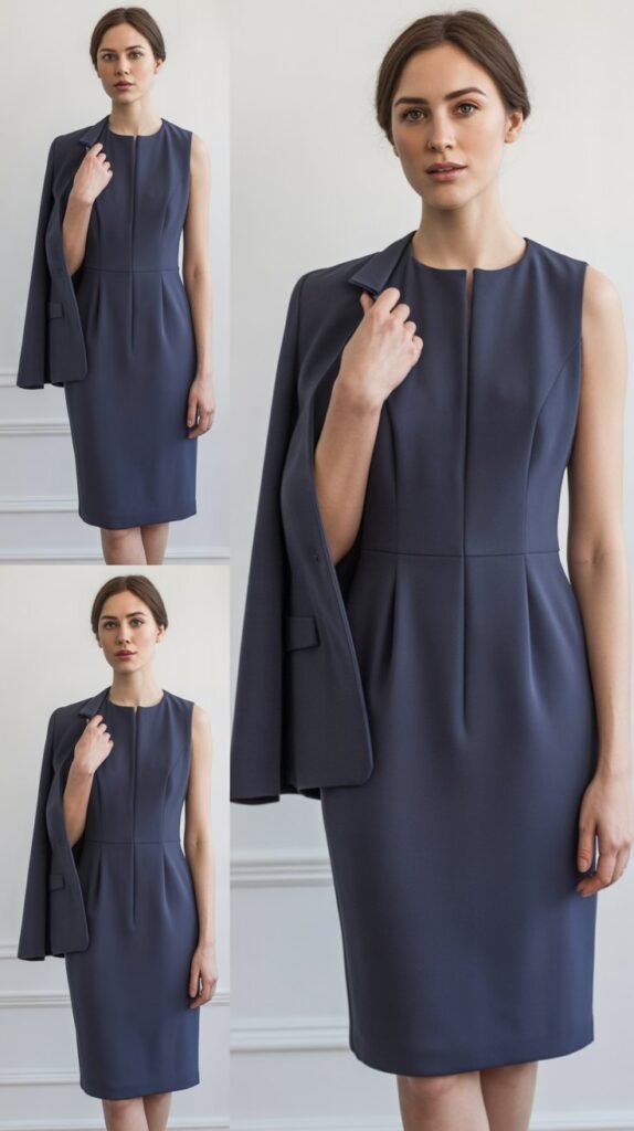 Sleeveless Sheath With Structured Jacket