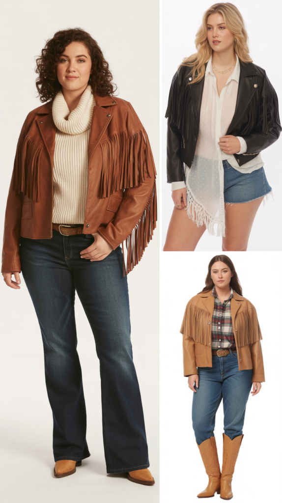 Fringe Leather Jacket Statement Look