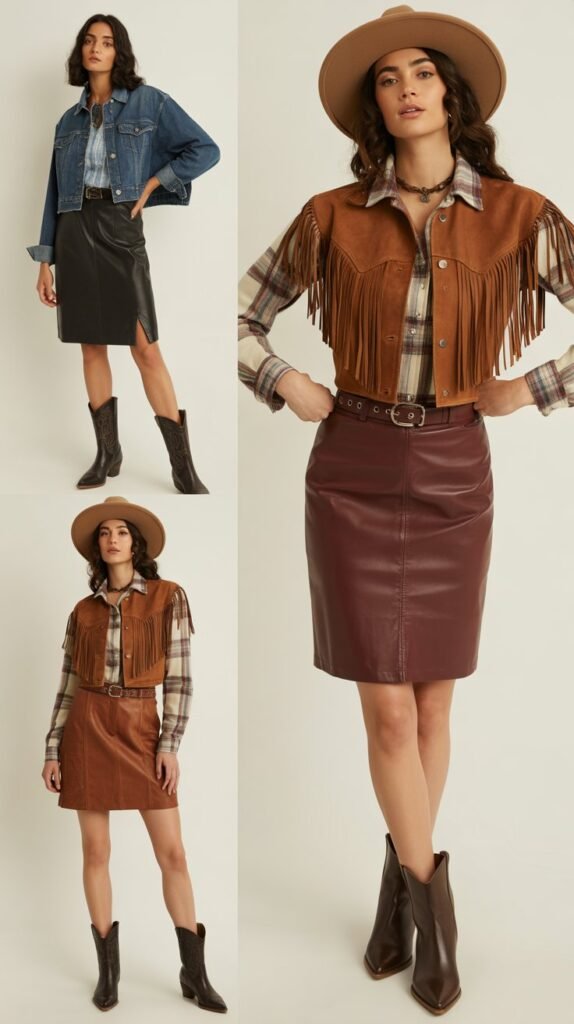 Leather Skirt with Western Accessories