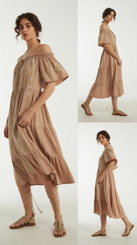  Peasant Dress With Gladiator Sandals