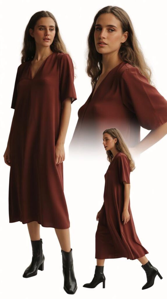 Midi Dress with Ankle Boots