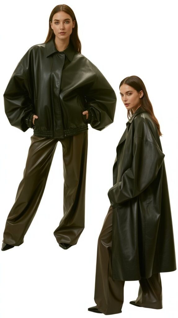 Oversized Leather Jackets and Pants