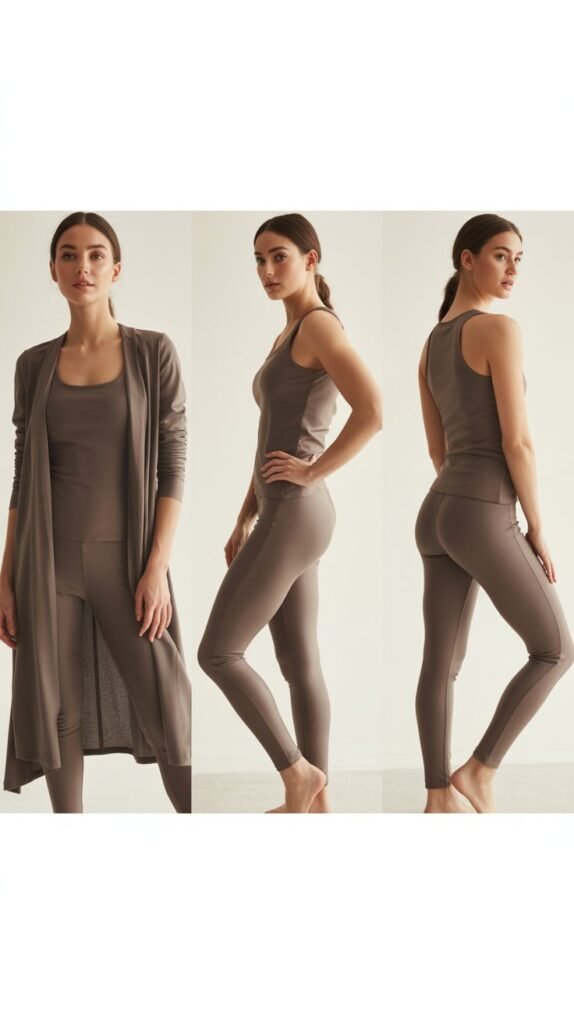 Longline Cardigan with Fitted Tank and Leggings