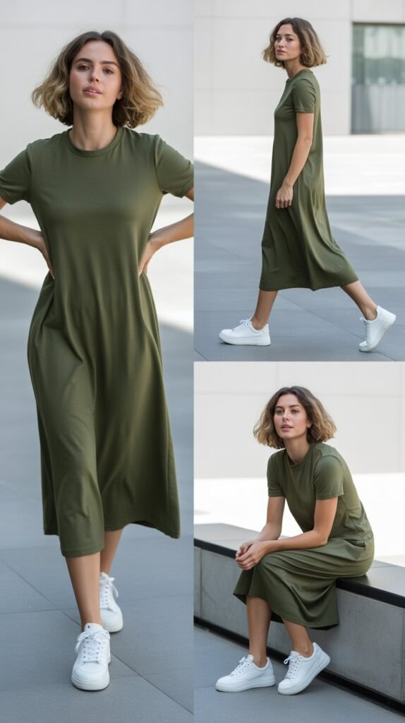 Midi Dress with Sneakers