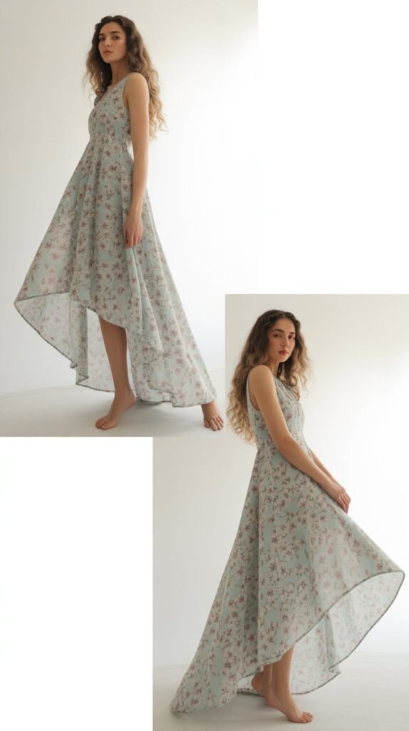 High-Low Hem Floral Dress