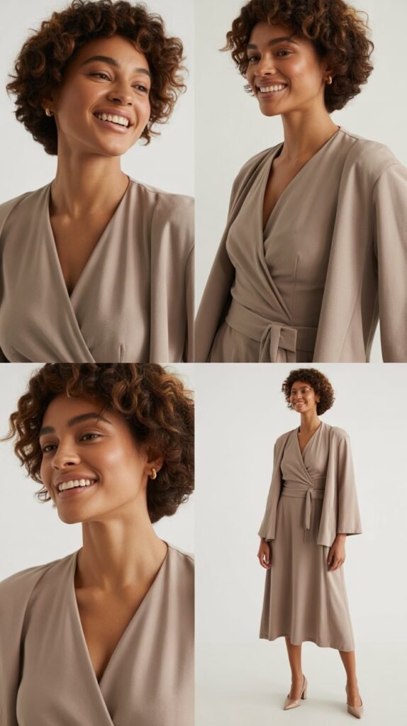 Midi Wrap Dress with Structured Cardigan