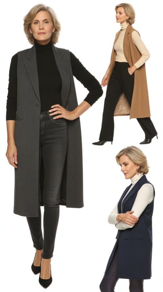 Long Vest Over Fitted Basics