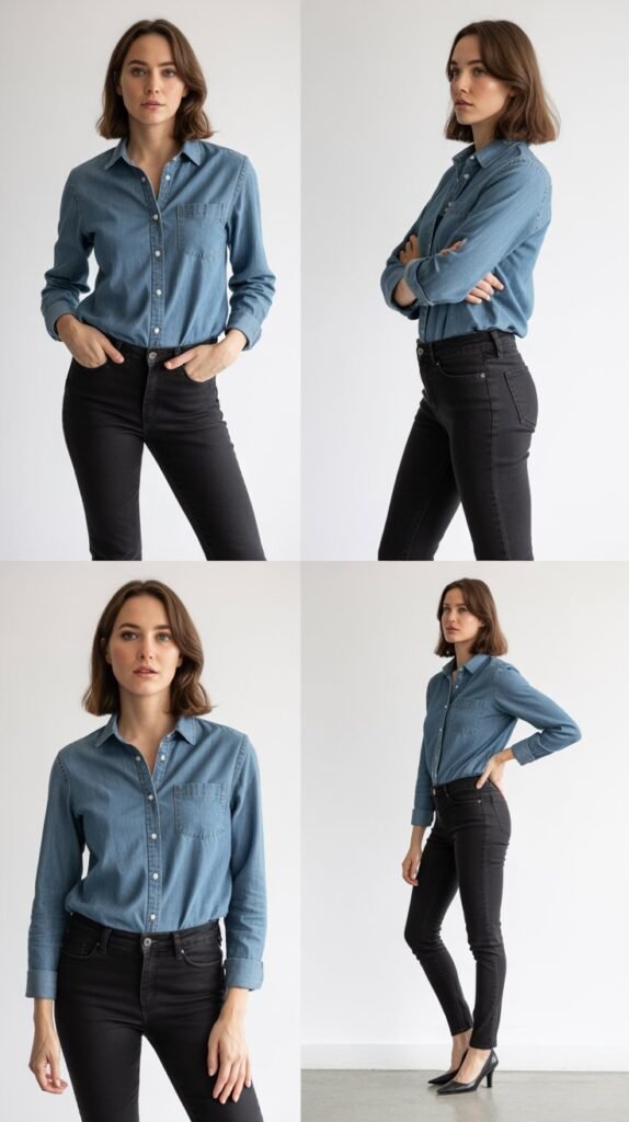 Chambray Shirt with Black Skinny Jeans