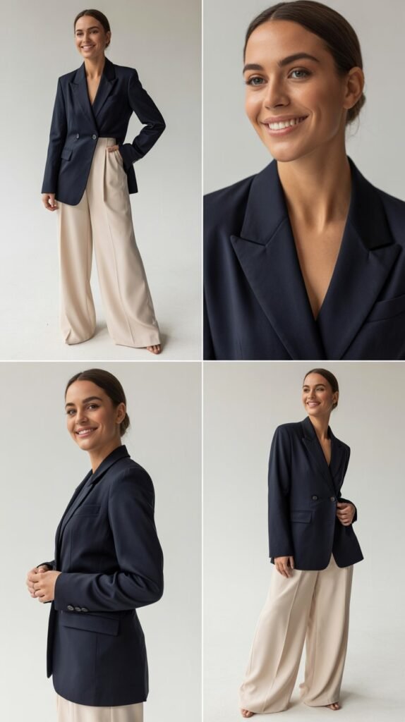 Structured Blazer with Wide-Leg Trousers