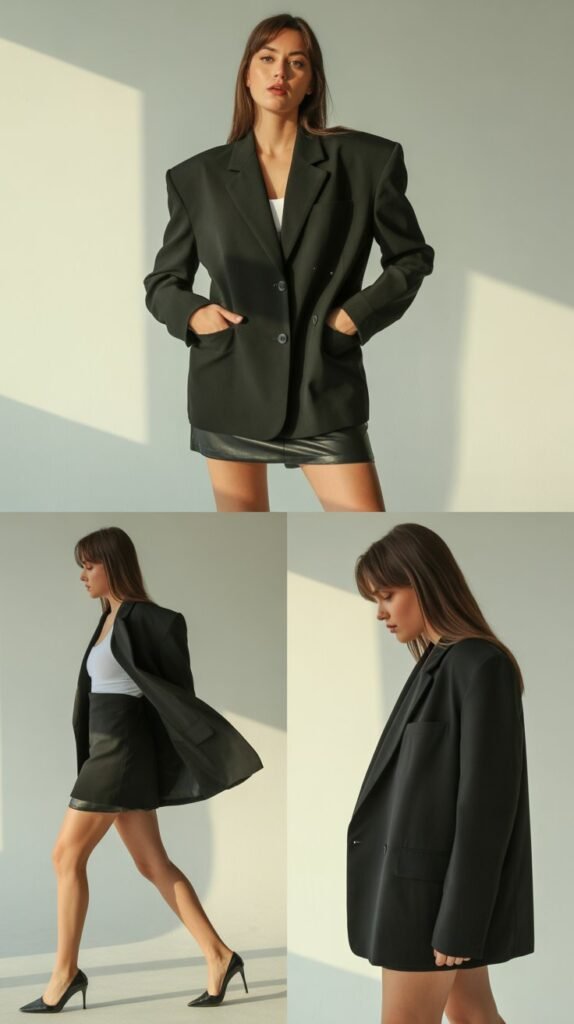 Oversized Blazer with Mini Skirt