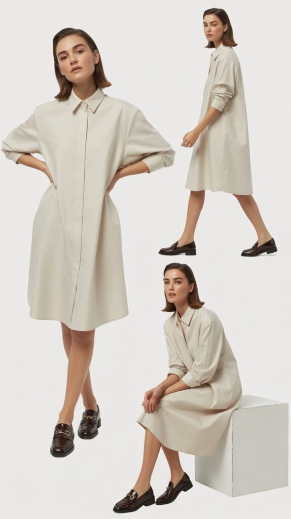 Collared Dress With Loafers