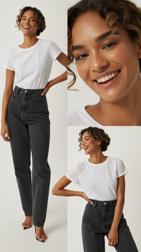 Classic White Tee and High-Waisted Jeans