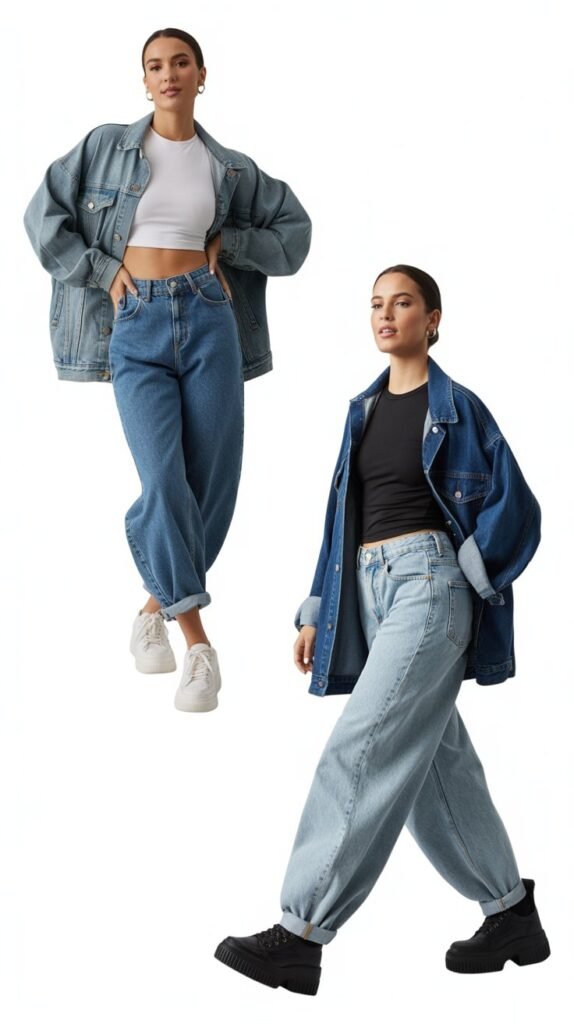 Oversized Denim Jackets with Baggy Jeans