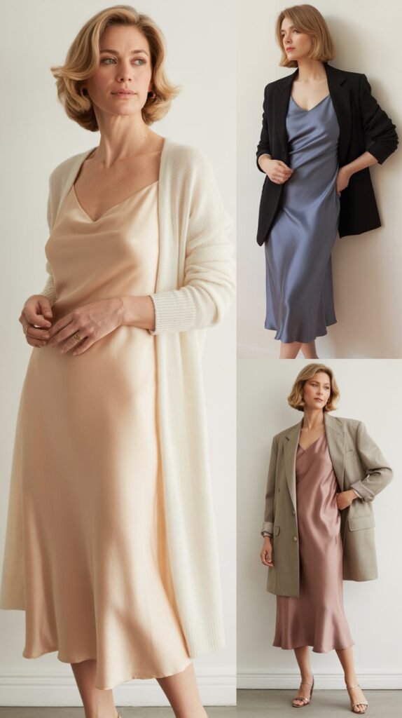 Slip Dress with Cardigan or Blazer