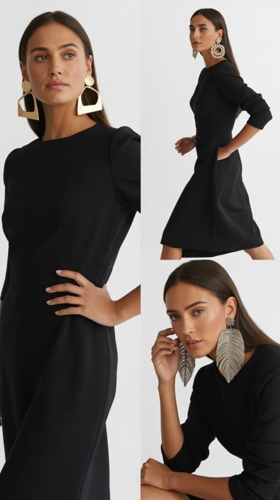Little Black Dress with Statement Earrings