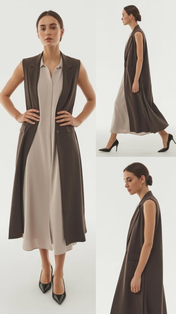  Longline Vest over Dress