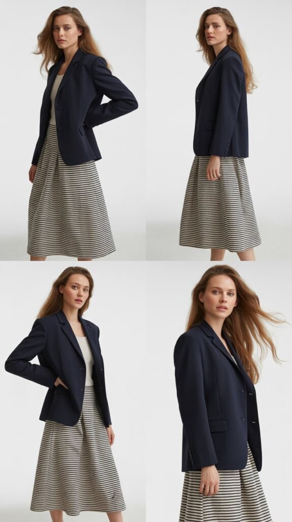 Striped Skirt with Solid Blazer