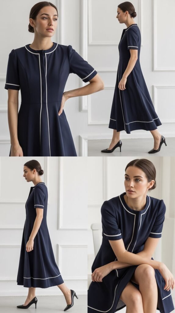 Dress With Contrast Piping Detail