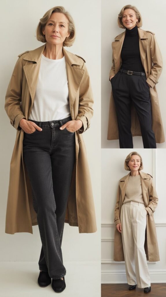 Trench Coat Over Simple Basics