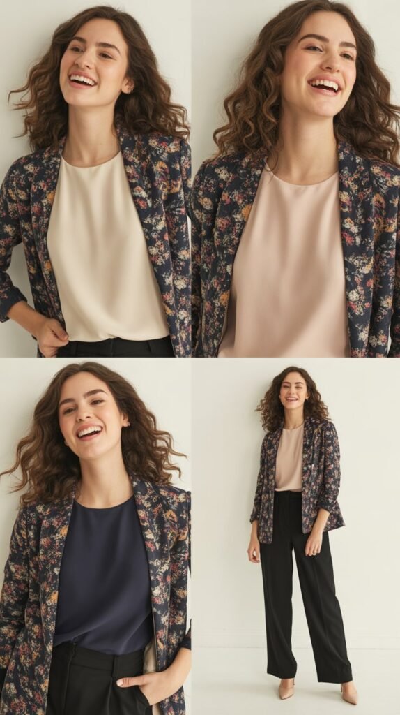 The Printed Blazer with Solid Separates