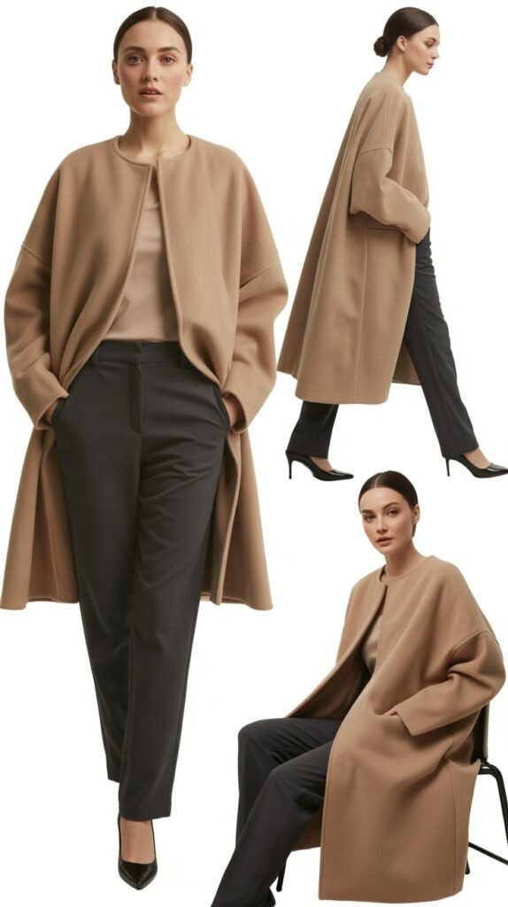 Cocoon Coat Over Slim Pants