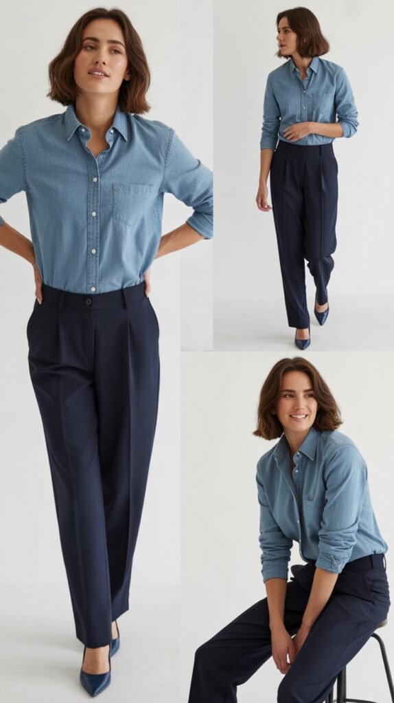 Chambray Shirt with Trousers