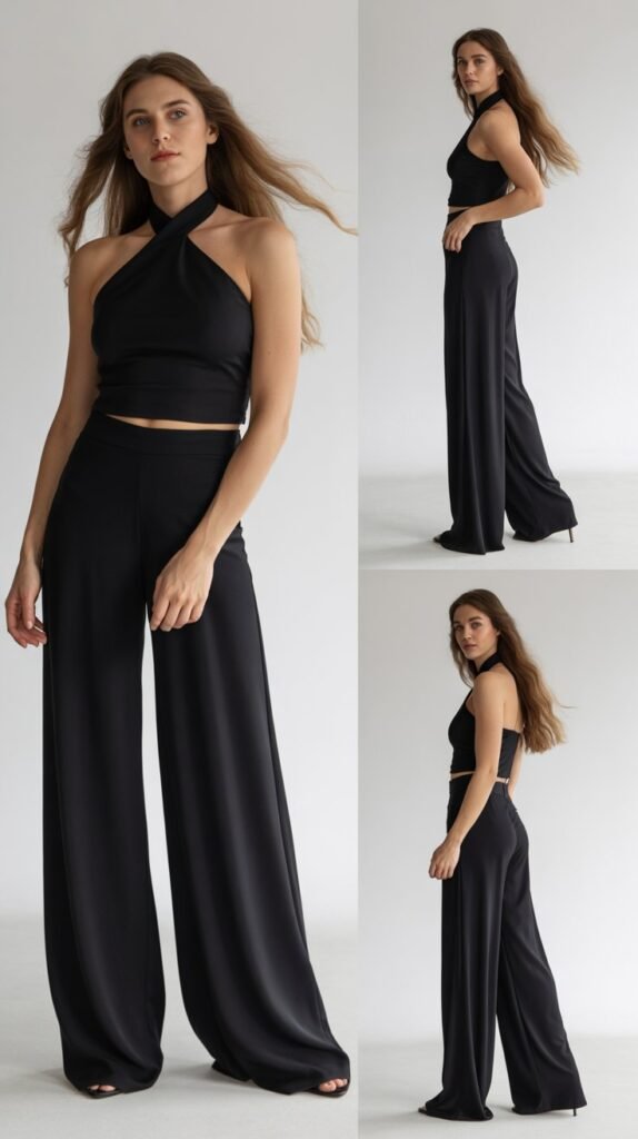 Wide-Leg Palazzo Pants and Halter Top