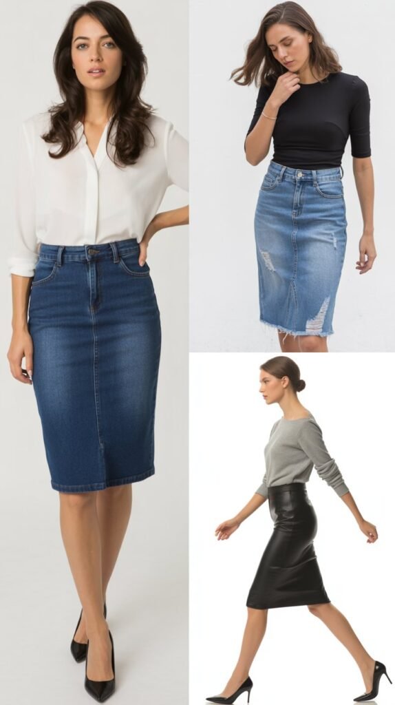 Denim Pencil Skirts