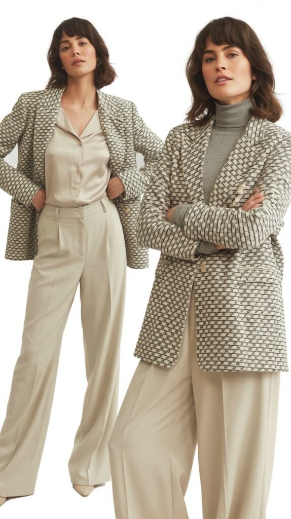 Printed Blazer with Neutral Foundation