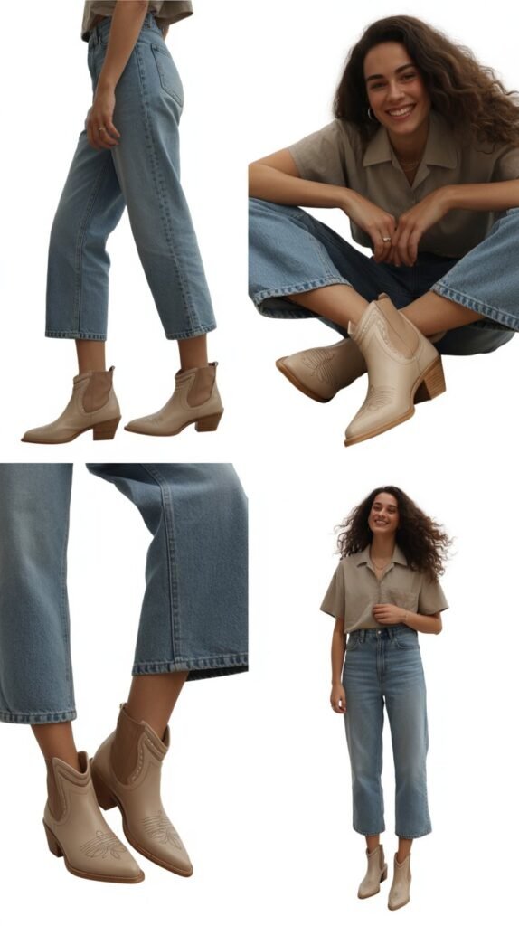 Cropped Jeans with Western Booties