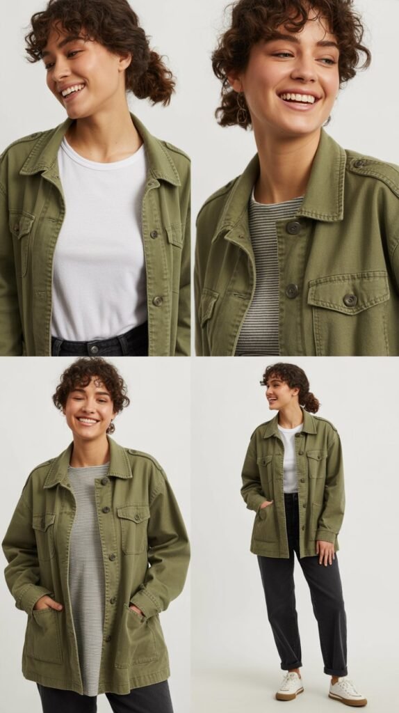 Olive Green Utility Jacket Over Everything