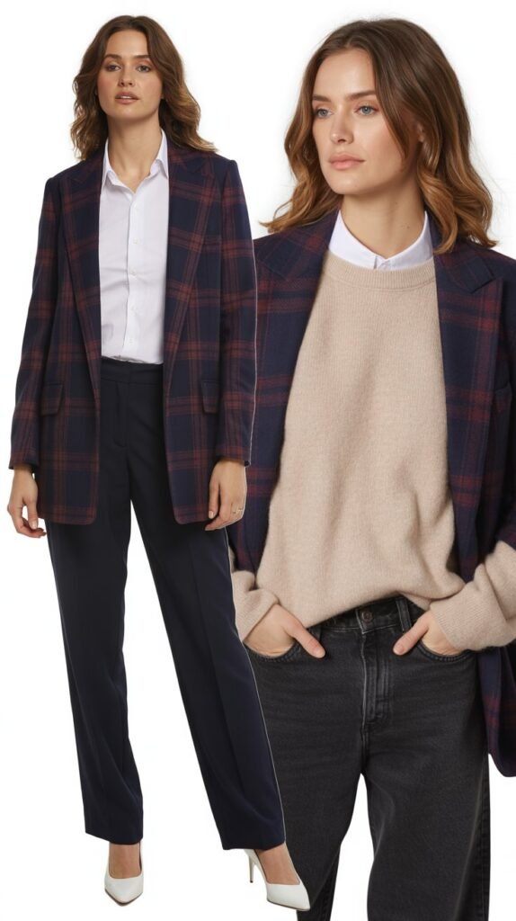 Plaid Blazer with Solid Basics