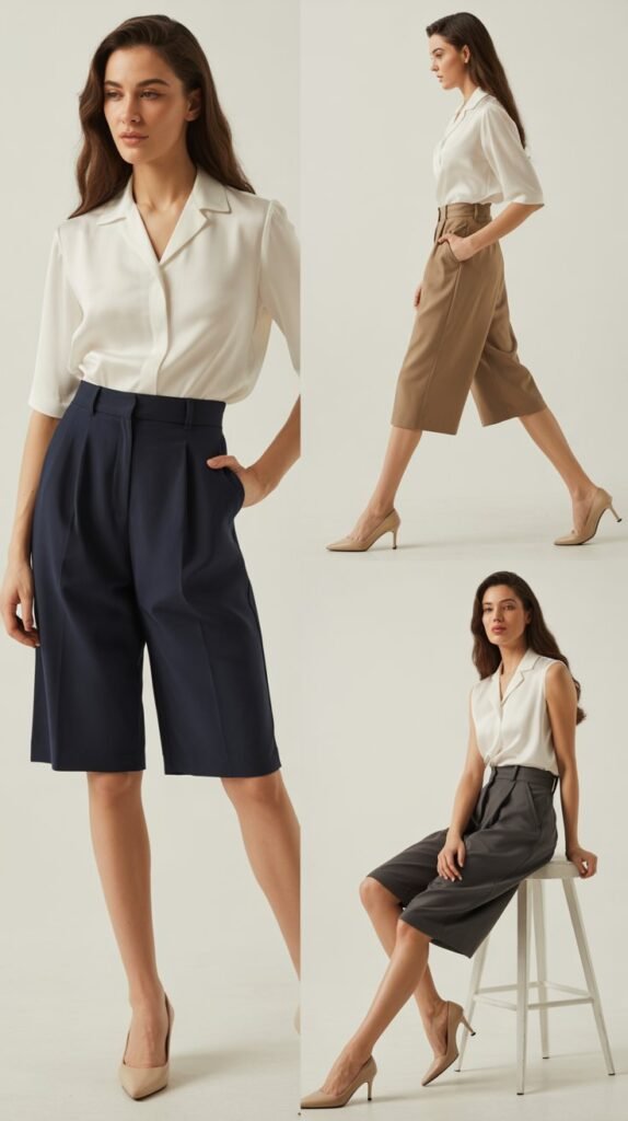 Tailored Bermuda Shorts and Blouse