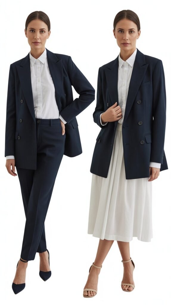  Navy Blue Blazer with White Shirt