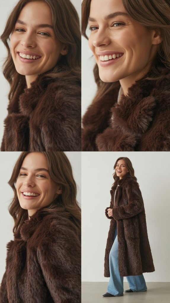 Chocolate Brown Faux Fur Coat
