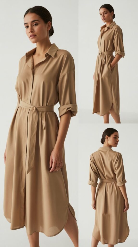 Relaxed Shirt Dress with Belt
