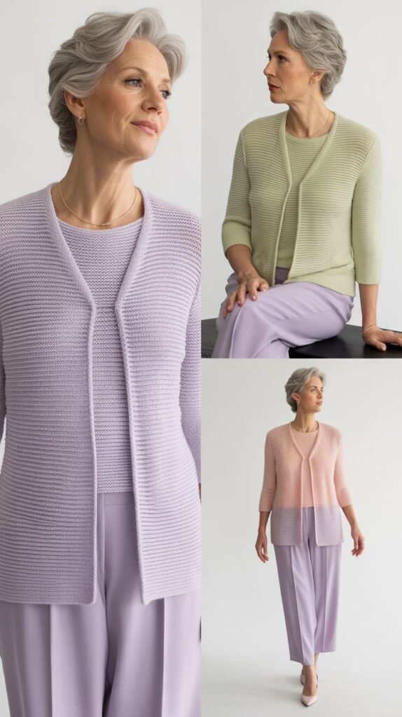 Lightweight Knit Twinset in Spring Colors
