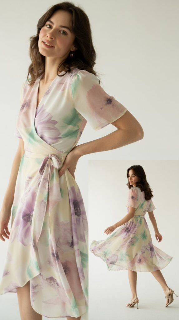 Pastel Floral Wrap Dress